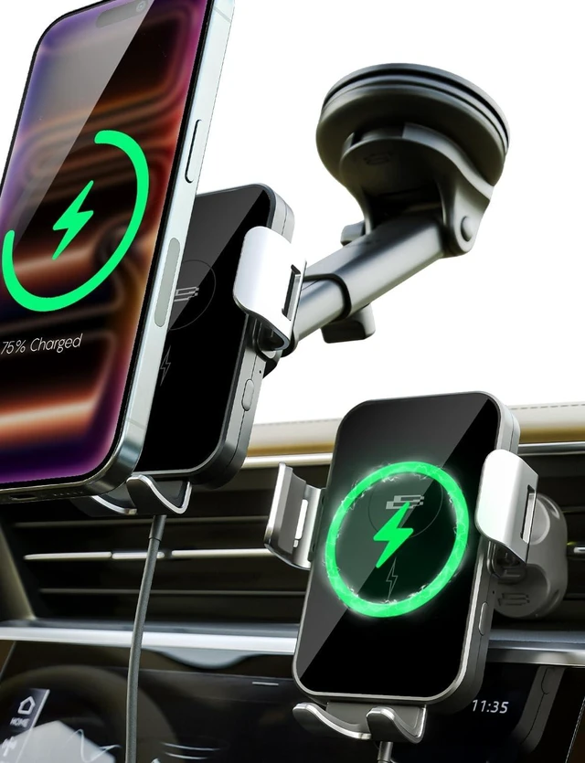 Main image of PwrUp 15W Qi Wireless Car Charger Holder, Vent & Dash
