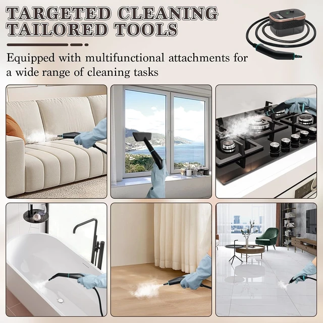 Alt view image 4 of 6 - Steam Cleaner, Handheld Steam Cleaner for Home 15s Heat-Up 1250 ML Tank, 3 Level Adjustable, Portable Steamer for Cleaning, Grease, bathrooms,Grout, Tile, Bed Bugs, Floor, Couch, Car Detailing