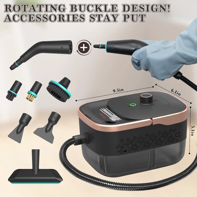 Alt view image 6 of 6 - Steam Cleaner, Handheld Steam Cleaner for Home 15s Heat-Up 1250 ML Tank, 3 Level Adjustable, Portable Steamer for Cleaning, Grease, bathrooms,Grout, Tile, Bed Bugs, Floor, Couch, Car Detailing