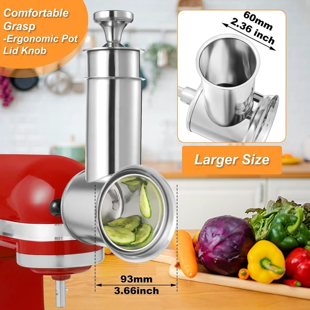 Alt view image 4 of 7 - Large Stainless Steel Slicer Shredder Attachment for KitchenAid Mixers