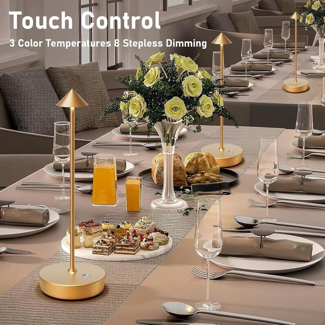 Alt view image 5 of 7 - Set of 2 Cordless Rechargeable Led Table Lamp Battery Operated Light Gold