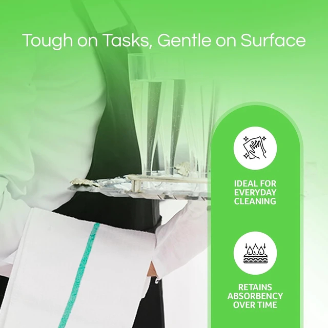 Alt view image 4 of 7 - 60 Pk 16x19 Cotton Kitchen Cleaning 30 Oz Bar Mop Towel Green