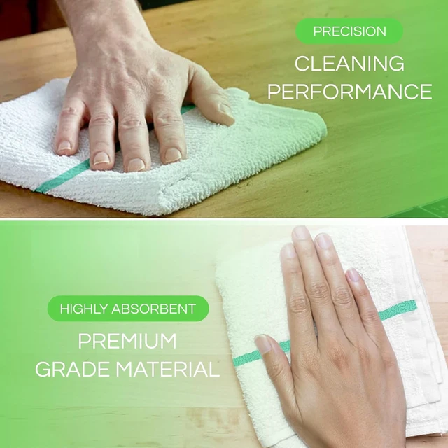 Alt view image 6 of 7 - 60 Pk 16x19 Cotton Kitchen Cleaning 30 Oz Bar Mop Towel Green