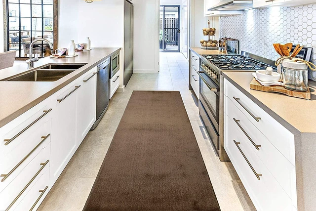 Alt view image 3 of 7 - 6 Ft Cappuccino Hallway Runner Rug, Non Slip Washable, Kitchen & Entryway