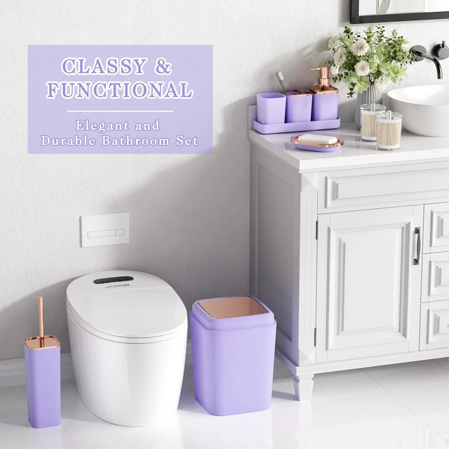 Alt view image 3 of 7 - Bathroom Accessory SetBathroom Sets with Shower Curtain and Rugs, Non Slip Bathroom Rugs Super Absorbent, Light Purple Ombre Shower Curtain with Hooks, Lavender Bathroom Sets Complete for Home