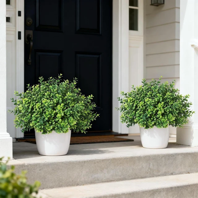 Alt view image 4 of 7 - 2 Sets of Artificial Boxwood Topiary Trees for Front Door Decoration(Green)