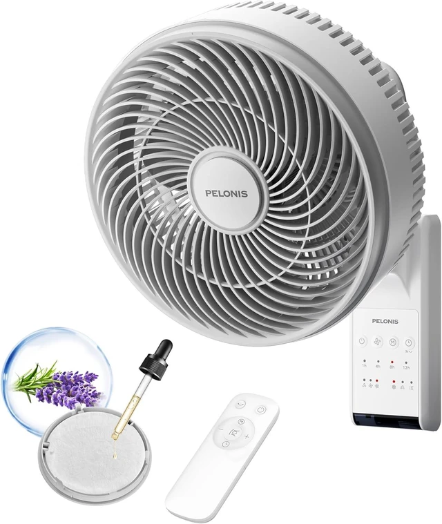 Main image of 12 inch Indoor Oscillating Wall Mount Fan with Remote, White