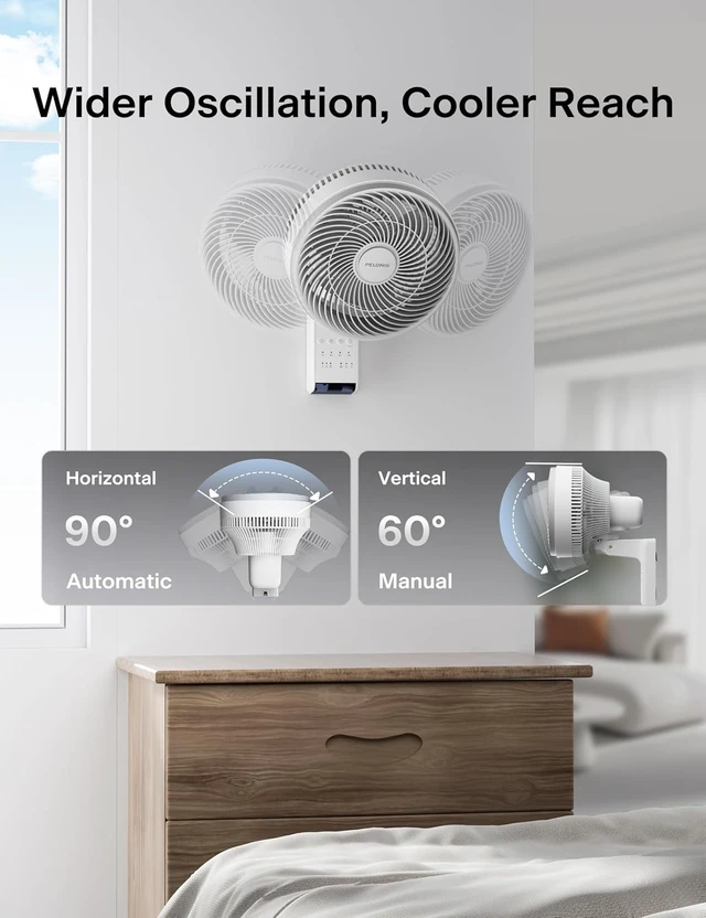 Alt view image 5 of 7 - 12 inch Indoor Oscillating Wall Mount Fan with Remote, White