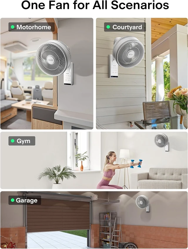 Alt view image 7 of 7 - 12 inch Indoor Oscillating Wall Mount Fan with Remote, White