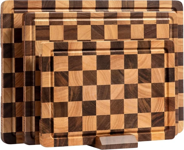 Main image of Checkered Cutting Board Set, Walnut Wood Cutting Boards for Kitchen