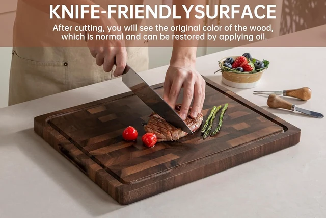Alt view image 3 of 7 - Walnut Cutting Boards for Kitchen Solid Wood End Grain 17"×13"×1"