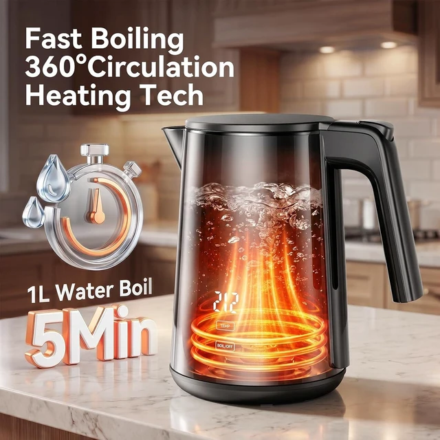 Alt view image 3 of 7 - Electric Kettle 1.0L, 1200W Fast Boiling, 7 Temp Settings & 4H Keep Warm