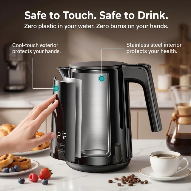 Alt view image 6 of 7 - Electric Kettle 1.0L, 1200W Fast Boiling, 7 Temp Settings & 4H Keep Warm