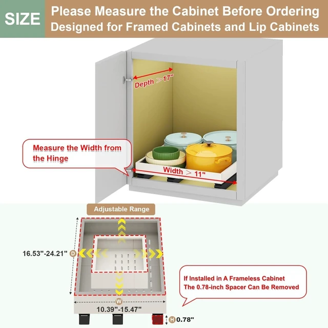 Alt view image 2 of 6 - Pull out Cabinet Organizer,11"-16"W,17"-24"D,Expandable,Adhesive