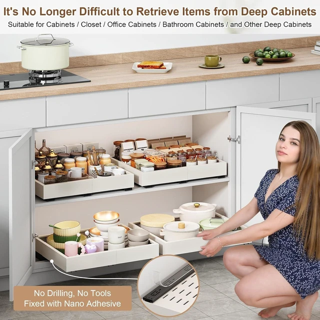 Alt view image 5 of 6 - Pull out Cabinet Organizer,11"-16"W,17"-24"D,Expandable,Adhesive