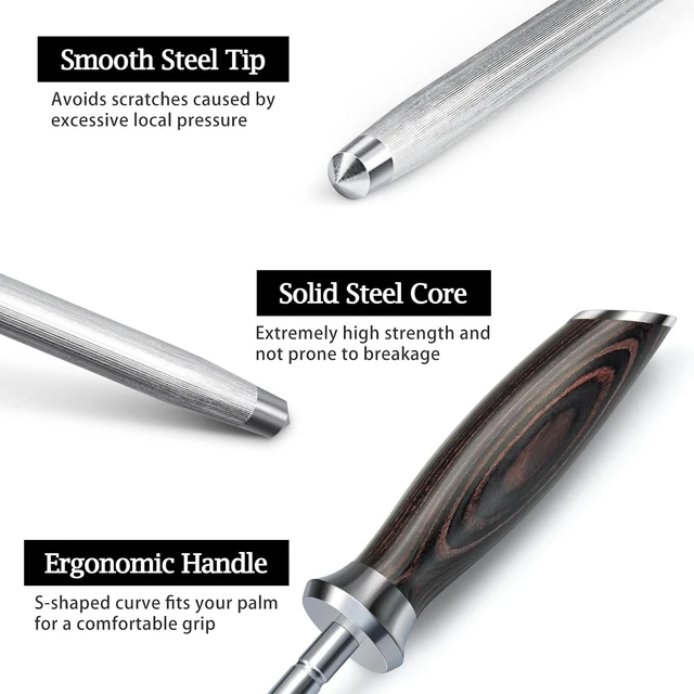 Alt view image 3 of 7 - Honing Rod, 10 Inch Professional Kitchen Knife Sharpener Rod