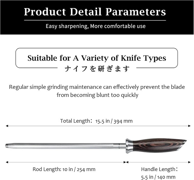Alt view image 4 of 7 - Honing Rod, 10 Inch Professional Kitchen Knife Sharpener Rod