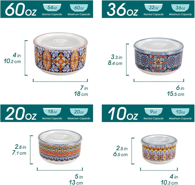 Alt view image 2 of 7 - SIMI Serving Bowls with Lids, Ceramic Mixing Bowls Set of 4, Boho