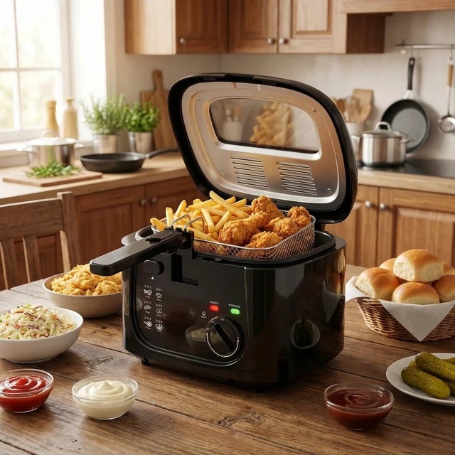Alt view image 6 of 6 - 2.5L Electric Deep Fryer with Basket, Black