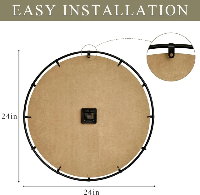 Alt view image 4 of 7 - Rustic Farmhouse Wall Clock 24 Inch, Vintage Oldtown London Wooden Large Clock with Silent Tick, for Bedroom, Office, Kitchen, Indoor Home Decoration