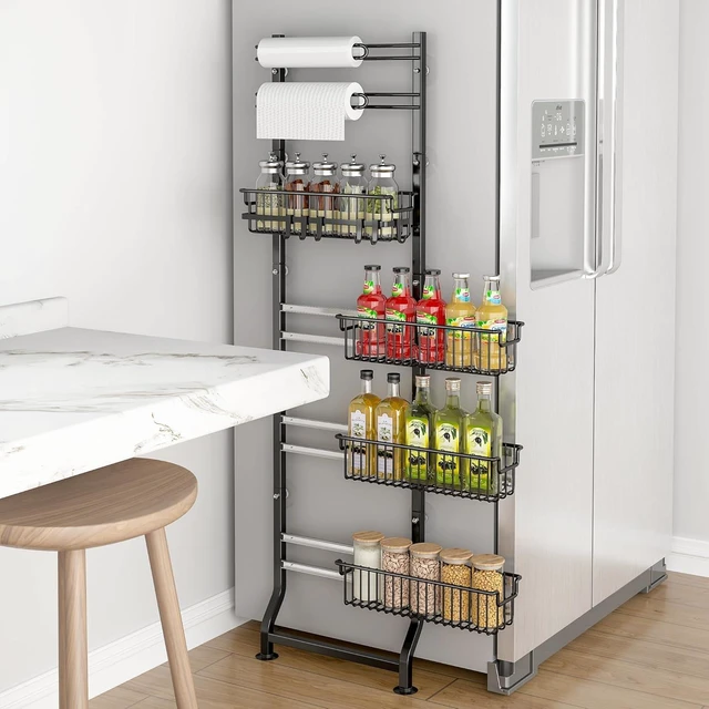 Alt view image 2 of 7 - 6-Tier Slim Corner Shelf, Spice Rack Narrow Storage Next to Fridge