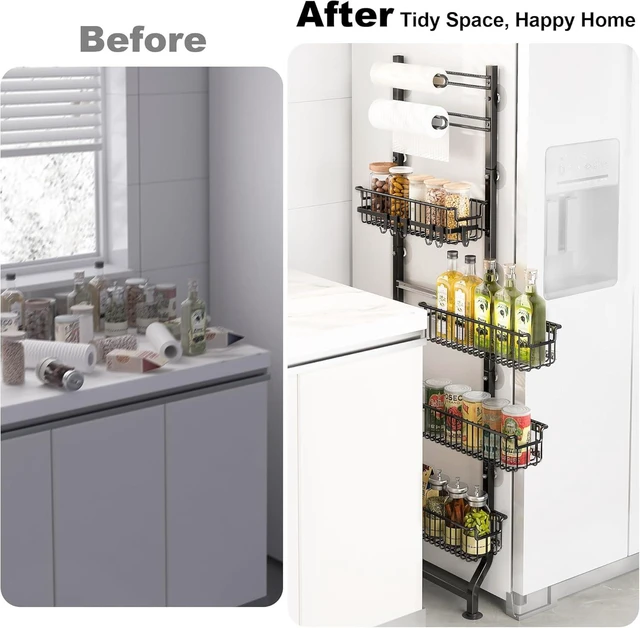 Alt view image 3 of 7 - 6-Tier Slim Corner Shelf, Spice Rack Narrow Storage Next to Fridge