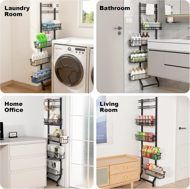Alt view image 7 of 7 - 6-Tier Slim Corner Shelf, Spice Rack Narrow Storage Next to Fridge