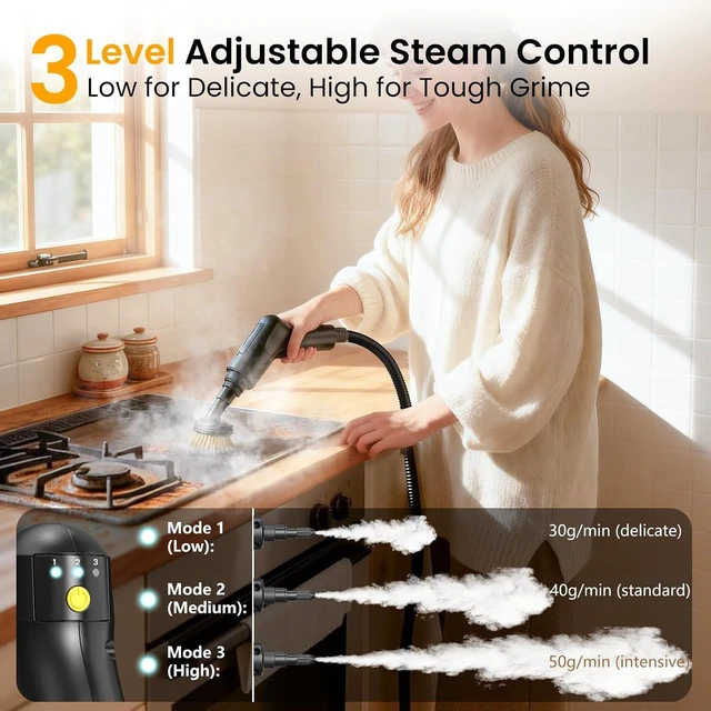 Alt view image 4 of 7 - Steam Cleaner, 1600ML Handheld Steamer for Home Car Cleaning