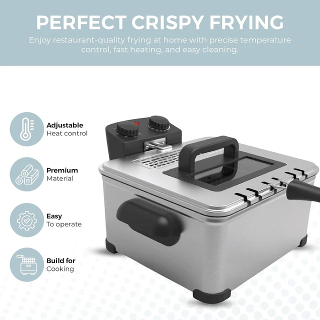 Alt view image 2 of 7 - Electric Deep Fryer 4.5L Deep Fryer with Basket with 2-Quart and 4-Quart Baskets High-Grade Stainless Steel Temperature Control and Timer Ideal for Fried Chicken, Fries