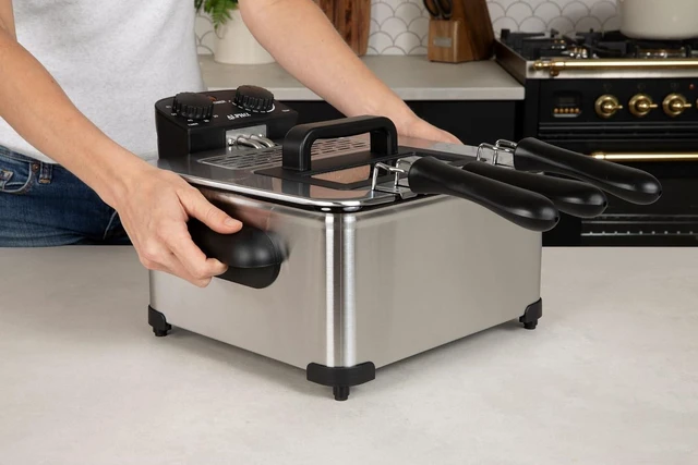 Alt view image 7 of 7 - Electric Deep Fryer 4.5L Deep Fryer with Basket with 2-Quart and 4-Quart Baskets High-Grade Stainless Steel Temperature Control and Timer Ideal for Fried Chicken, Fries