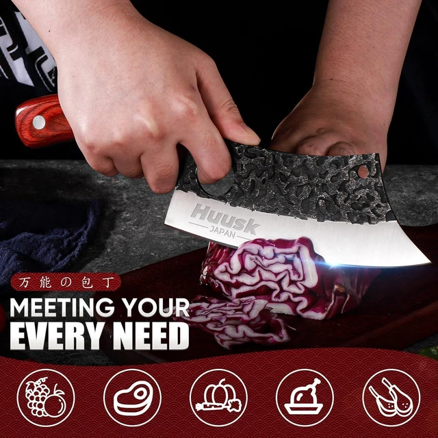 Alt view image 5 of 7 - Kitchen Knife Set - Hand Forged Viking Chef Knives for Meat, Men Gift