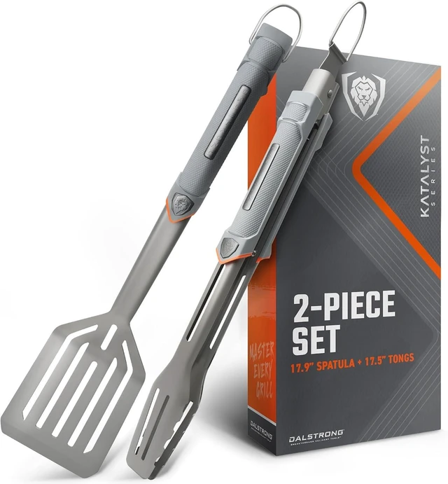 Main image of BBQ Spatula & Locking Tongs Set - 18" Spatula & 16" Tongs