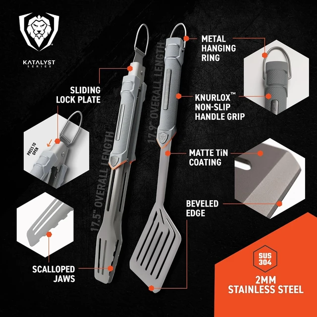 Alt view image 6 of 7 - BBQ Spatula & Locking Tongs Set - 18" Spatula & 16" Tongs