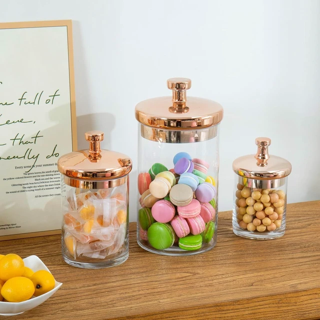 Alt view image 2 of 7 - Glass Apothecary Cookie Jar Set with Copper Lid