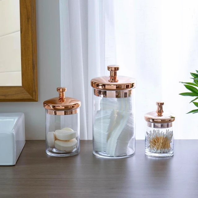 Alt view image 4 of 7 - Glass Apothecary Cookie Jar Set with Copper Lid