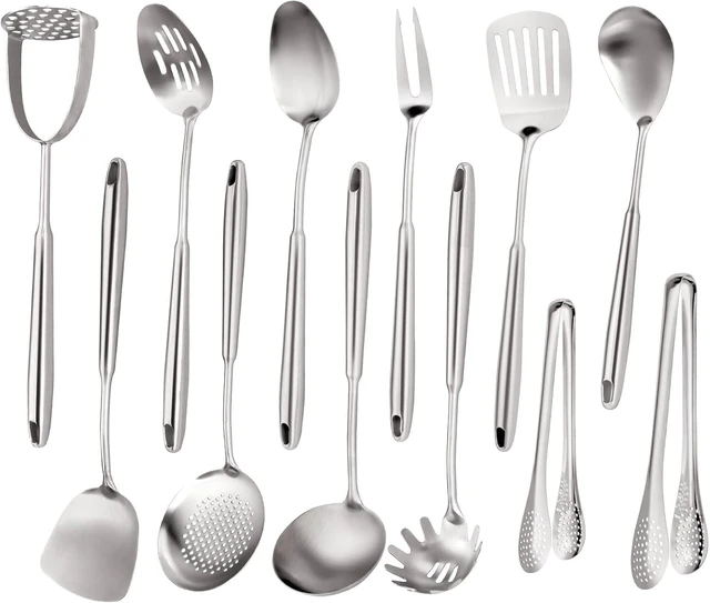 Main image of Stainless Steel Kitchen Utensils Set 18 10 Stainless Steel Cooking Utensils Set - 12 PCS Large Metal Cooking Utensil Tools Set
