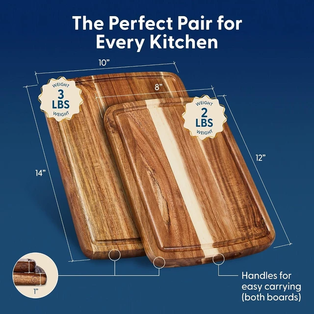Alt view image 2 of 7 - Sonder LA Doheny Duo Small Acacia Wood Cutting Board Set, 14x10x1 & 12x8x1"