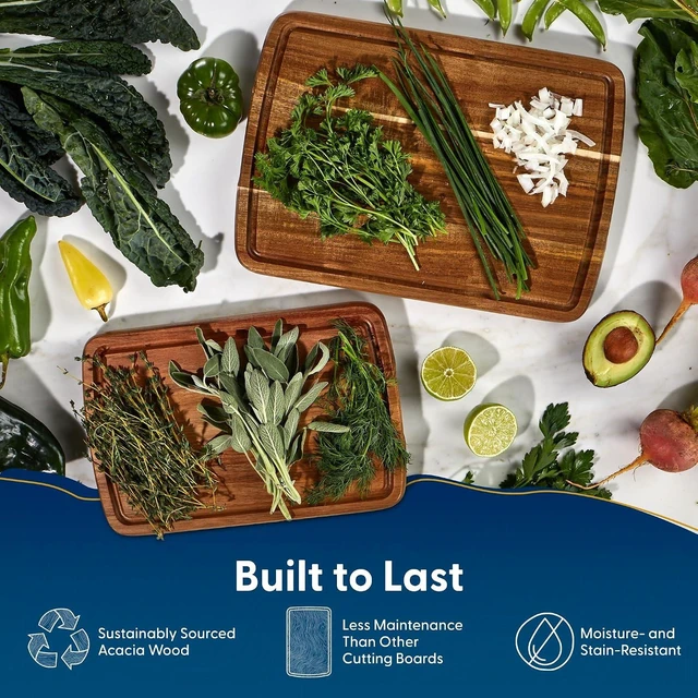 Alt view image 7 of 7 - Sonder LA Doheny Duo Small Acacia Wood Cutting Board Set, 14x10x1 & 12x8x1"