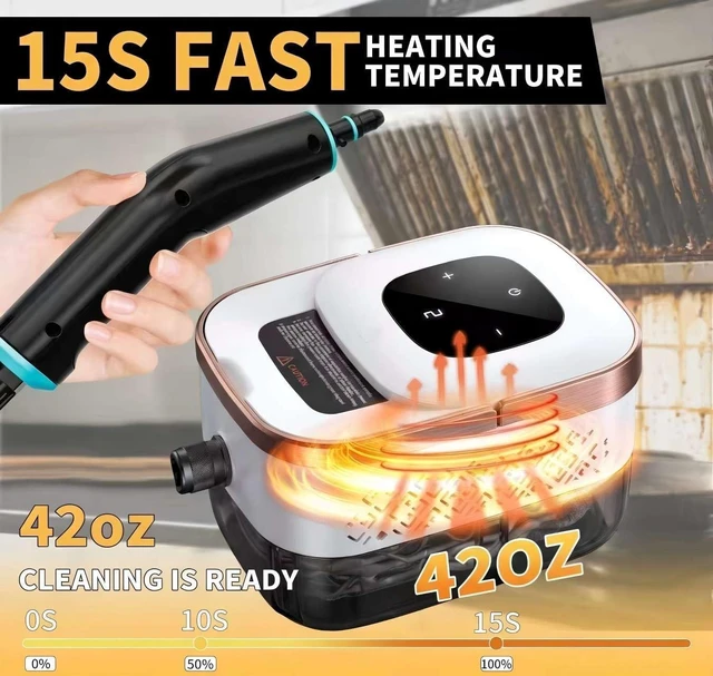 Alt view image 2 of 4 - Steam Cleaner, 6 Steam Levels, 42oz Tank & 11 Pieces Accessories, 1500W High-Temperature Steam Cleaner for Home, Handheld Steamer for cleaning Grout,Tile,Kitchen,Bathroom,Car