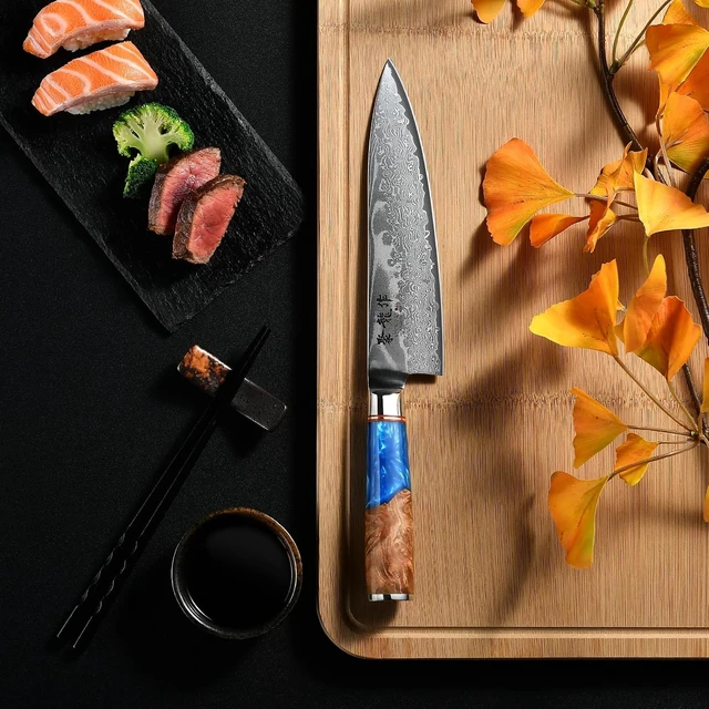 Alt view image 2 of 7 - Japanese Chef Knife 8 Inch, Handcrafted with Damascus VG10 Steel