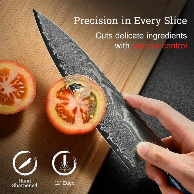 Alt view image 6 of 7 - Japanese Chef Knife 8 Inch, Handcrafted with Damascus VG10 Steel