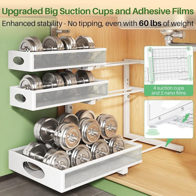 Alt view image 7 of 7 - Under Sink Organizer 3-Tier Slide Out Drawer for Bathroom 2-Pack
