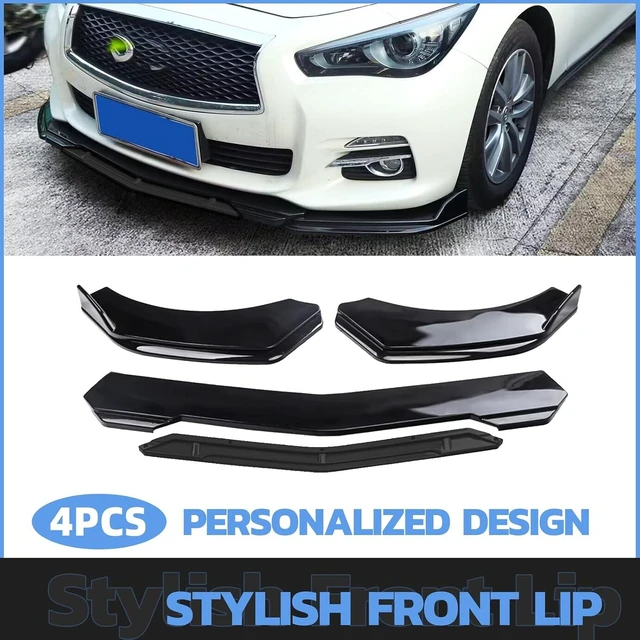 Alt view image 2 of 7 - Universal Front Lip for Car,Glossy Black Front Bumper Lip, ABS Adjustable Sharp Corner Front Bumper Lip Splitter Protector Replacement for Most Vehicle (Glossy Black w/Black)