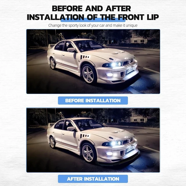Alt view image 6 of 7 - Universal Front Lip for Car,Glossy Black Front Bumper Lip, ABS Adjustable Sharp Corner Front Bumper Lip Splitter Protector Replacement for Most Vehicle (Glossy Black w/Black)