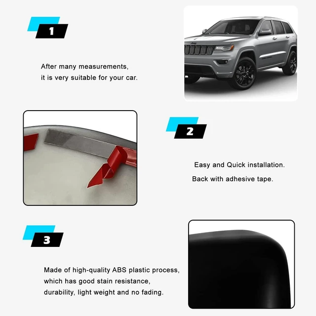 Alt view image 3 of 7 - Tail Light Lamp Cover & Mirror Covers & Door Handle Covers Trim Bezel Glossy Cover Trim Exterior Accessories For Jeep Grand Cherokee 2014-2021(Black)
