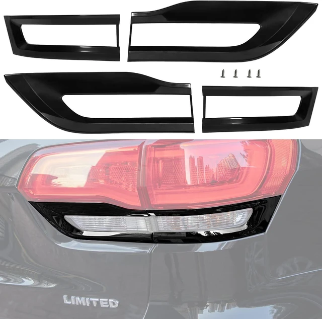 Alt view image 7 of 7 - Tail Light Lamp Cover & Mirror Covers & Door Handle Covers Trim Bezel Glossy Cover Trim Exterior Accessories For Jeep Grand Cherokee 2014-2021(Black)