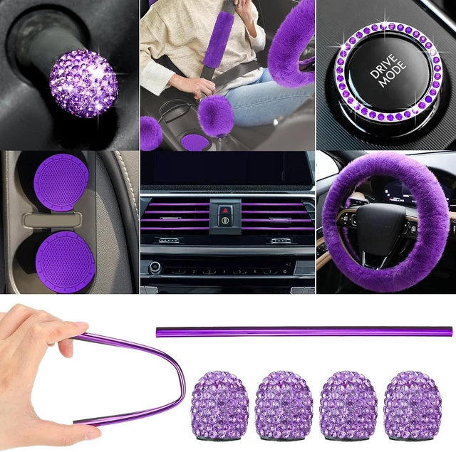 Alt view image 4 of 7 - 47 Car Seat Cover Full Set Car Accessories for Women, Purple Black