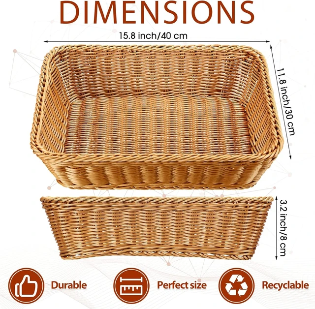 Alt view image 2 of 6 - 6 Pack Wicker Bread Baskets Woven Serving Basket, 15.8 Inch