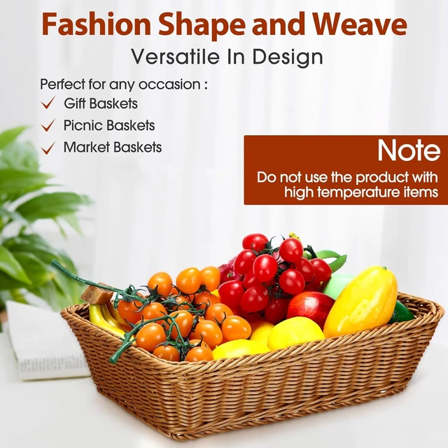Alt view image 6 of 6 - 6 Pack Wicker Bread Baskets Woven Serving Basket, 15.8 Inch