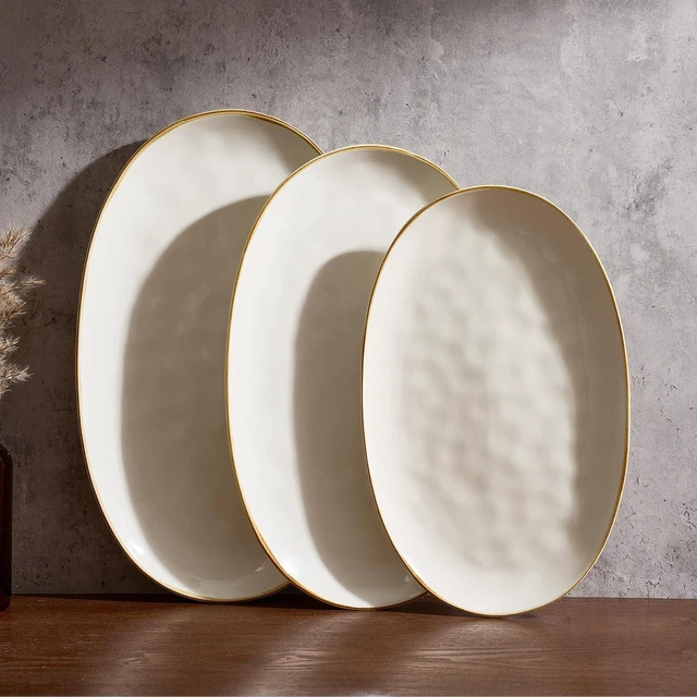 Main image of Serving Platters Set of 3 Sizes - Oval, Vanilla White
